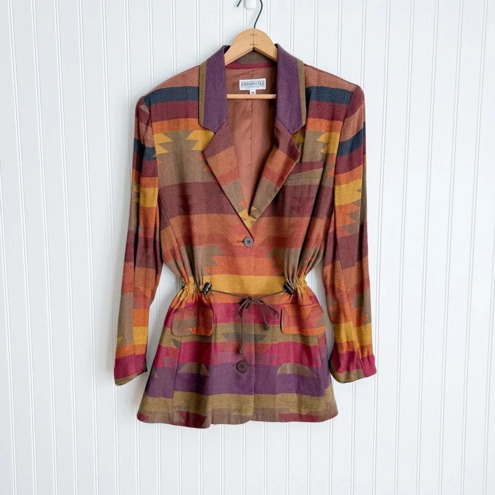 vtg Jordan & Nicole southwestern blanket jacket coat - Picture 1 of 5